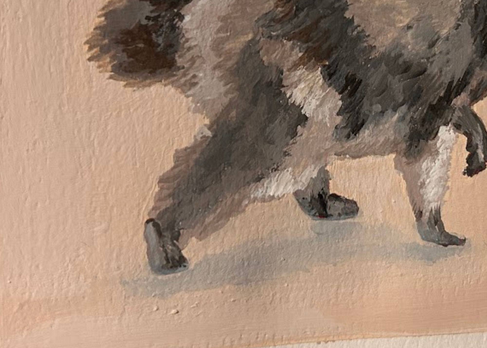 Close-up of original gouache painting showing hand-painted texture